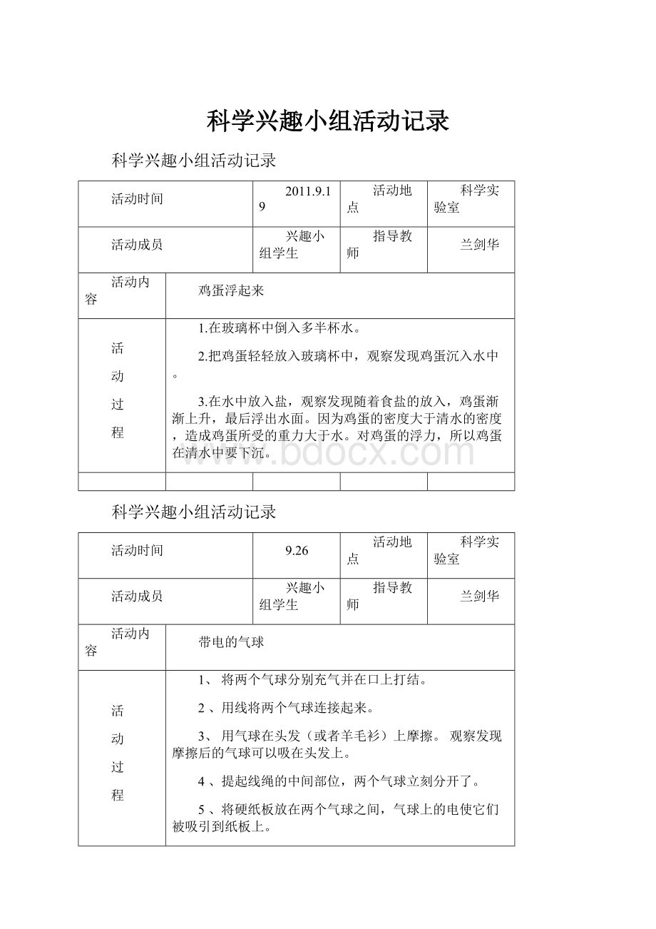 科学兴趣小组活动记录.docx_第1页