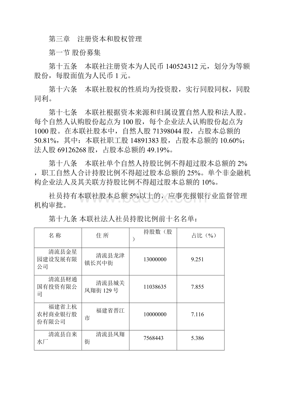 清流农村信用合作联社章程.docx_第3页