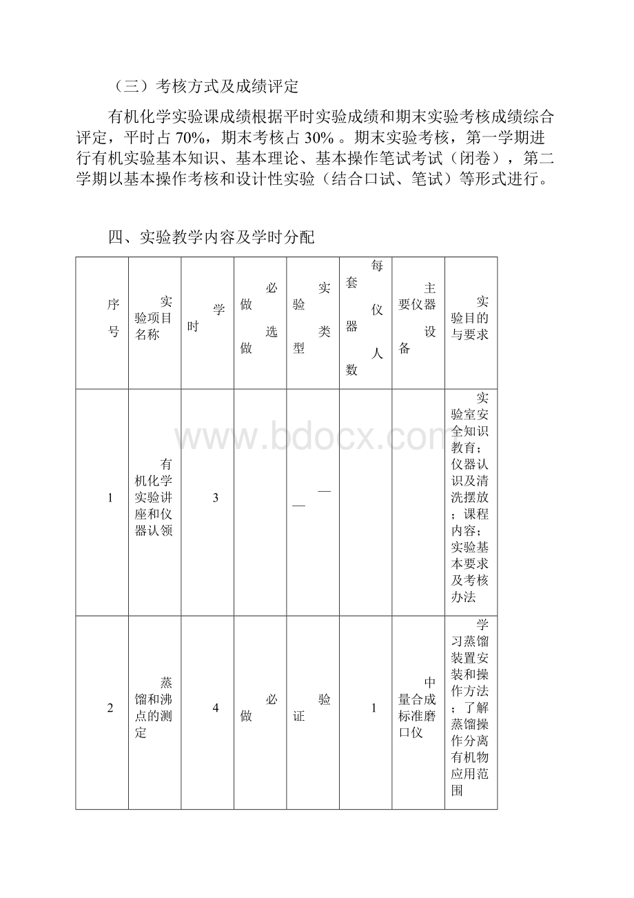 实验教学大纲范本化学系化学专业师范《有机化学实验》教学大纲.docx_第3页