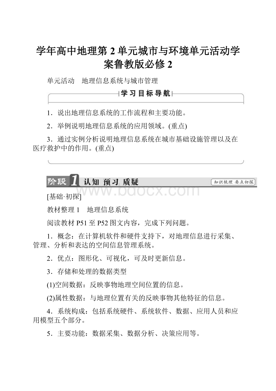 学年高中地理第2单元城市与环境单元活动学案鲁教版必修2.docx_第1页