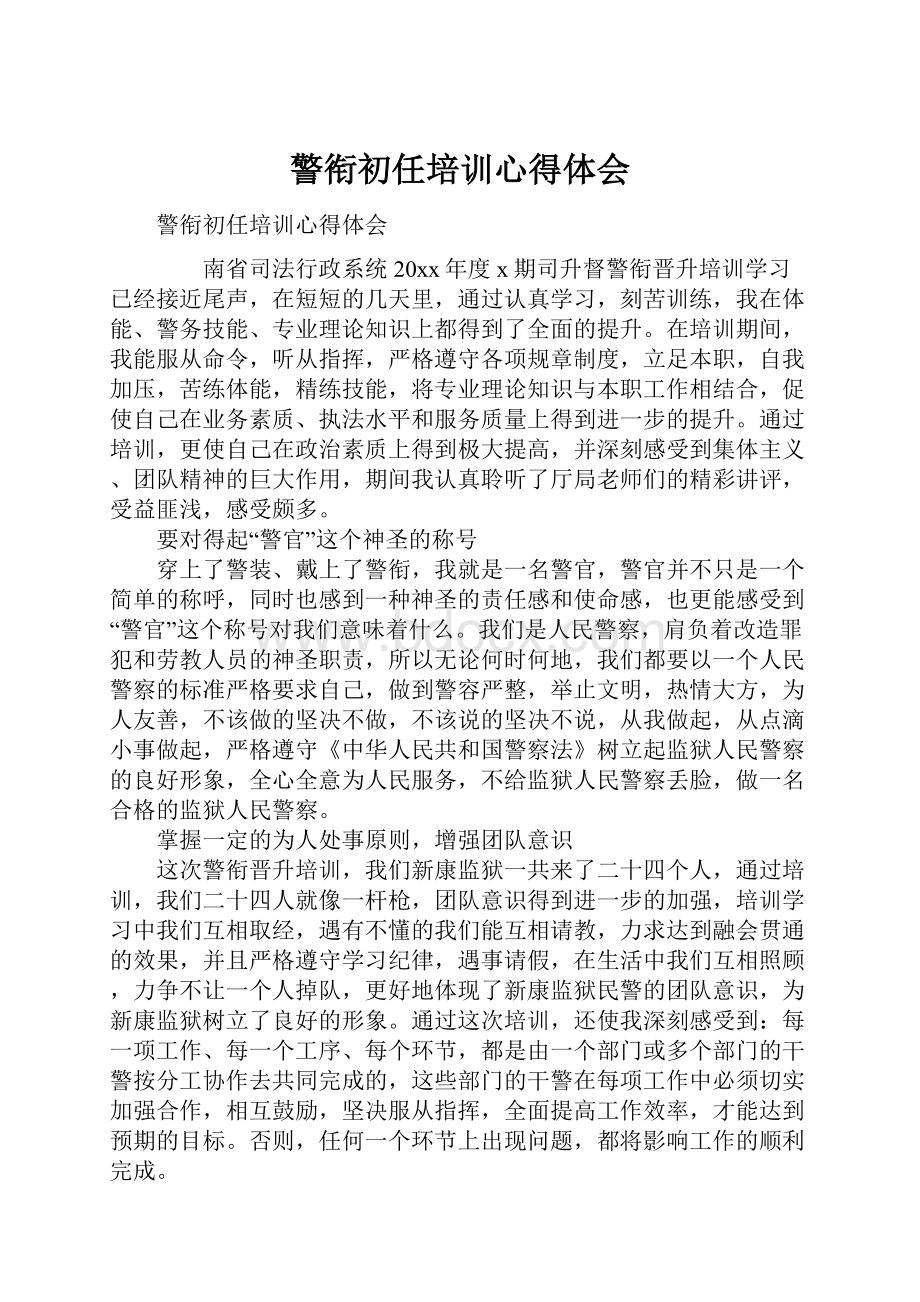 警衔初任培训心得体会.docx