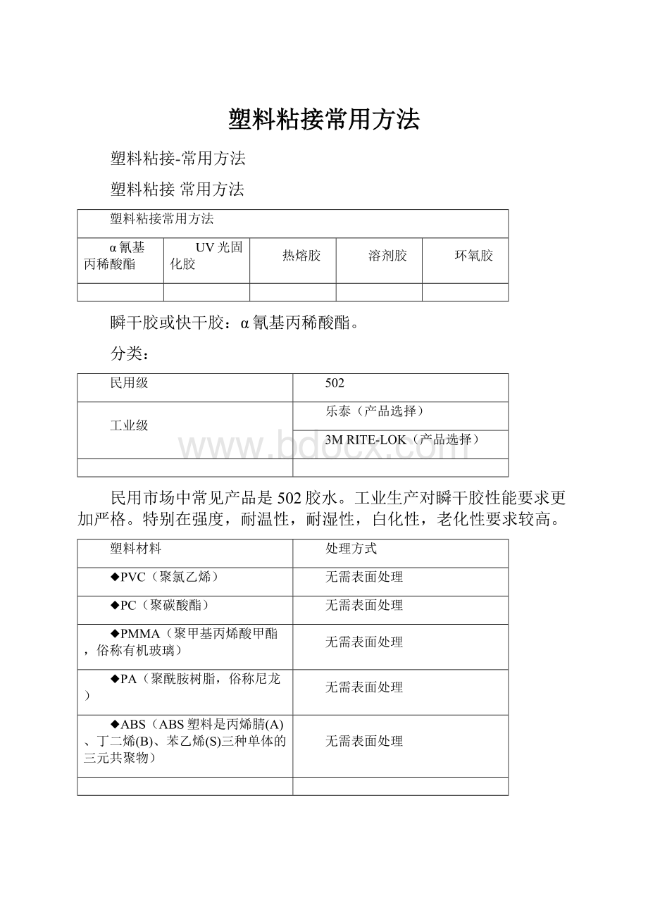 塑料粘接常用方法.docx