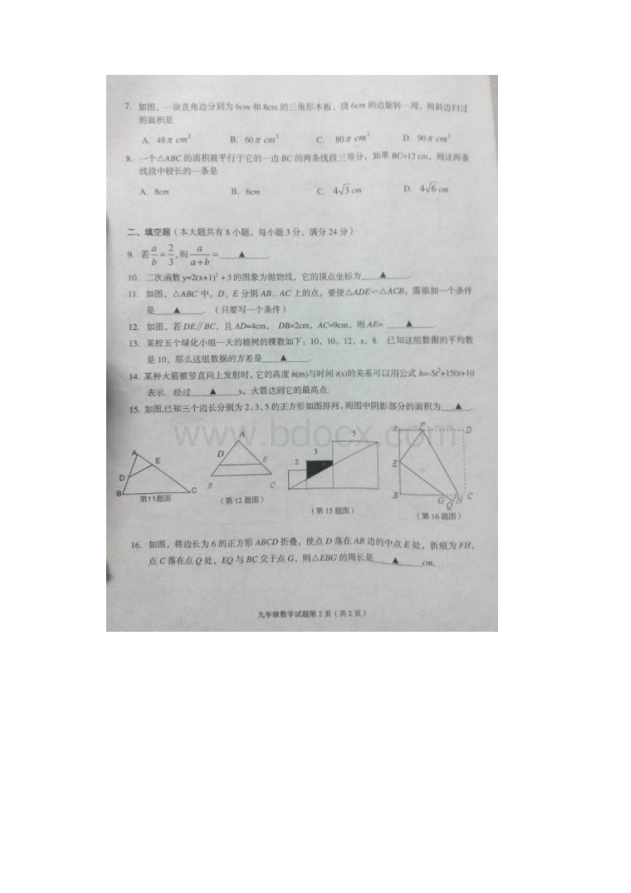 江苏省连云港市海州区届九年级上学期期末考试数学试题图片版附答案643085.docx_第2页