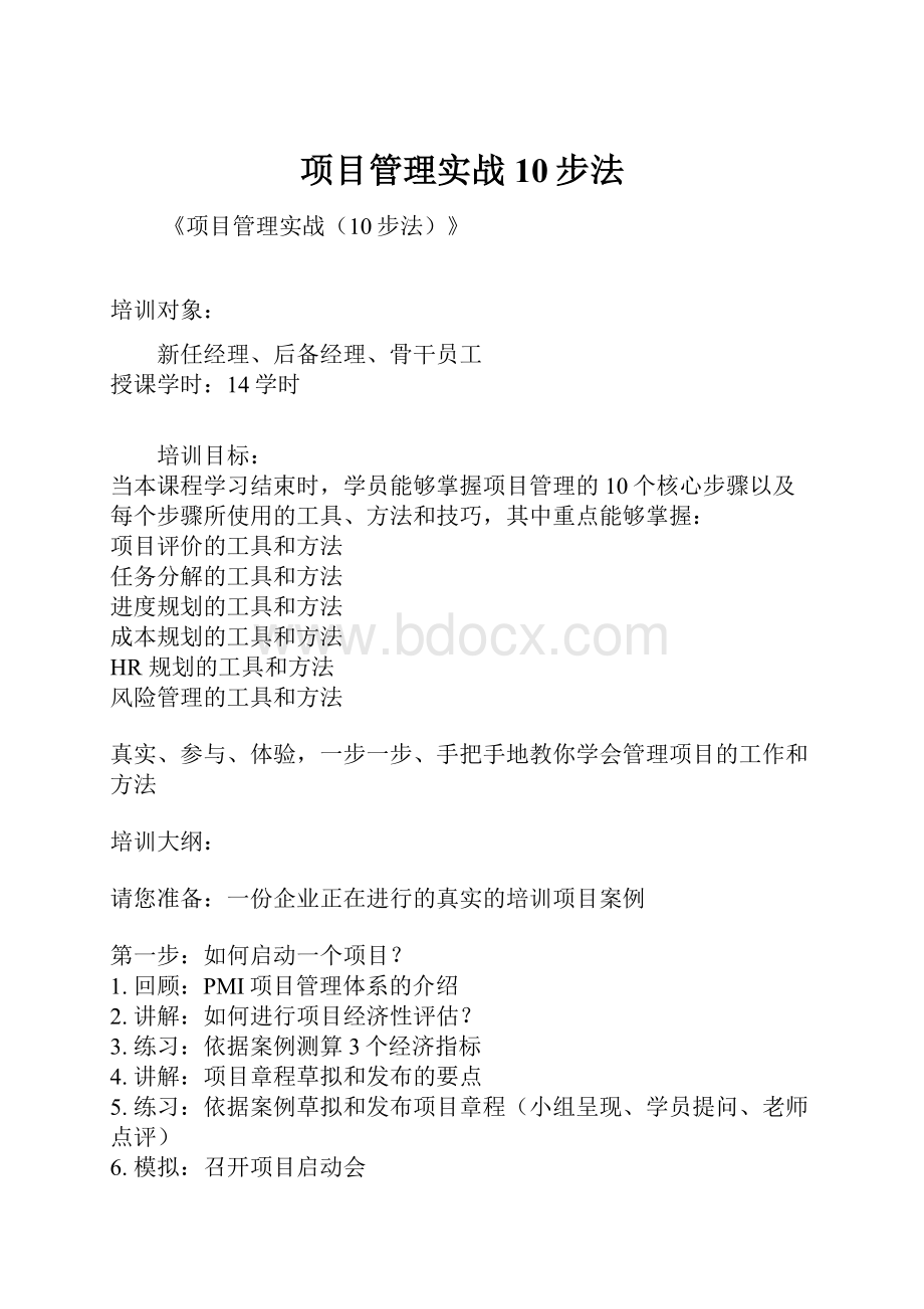 项目管理实战10步法.docx