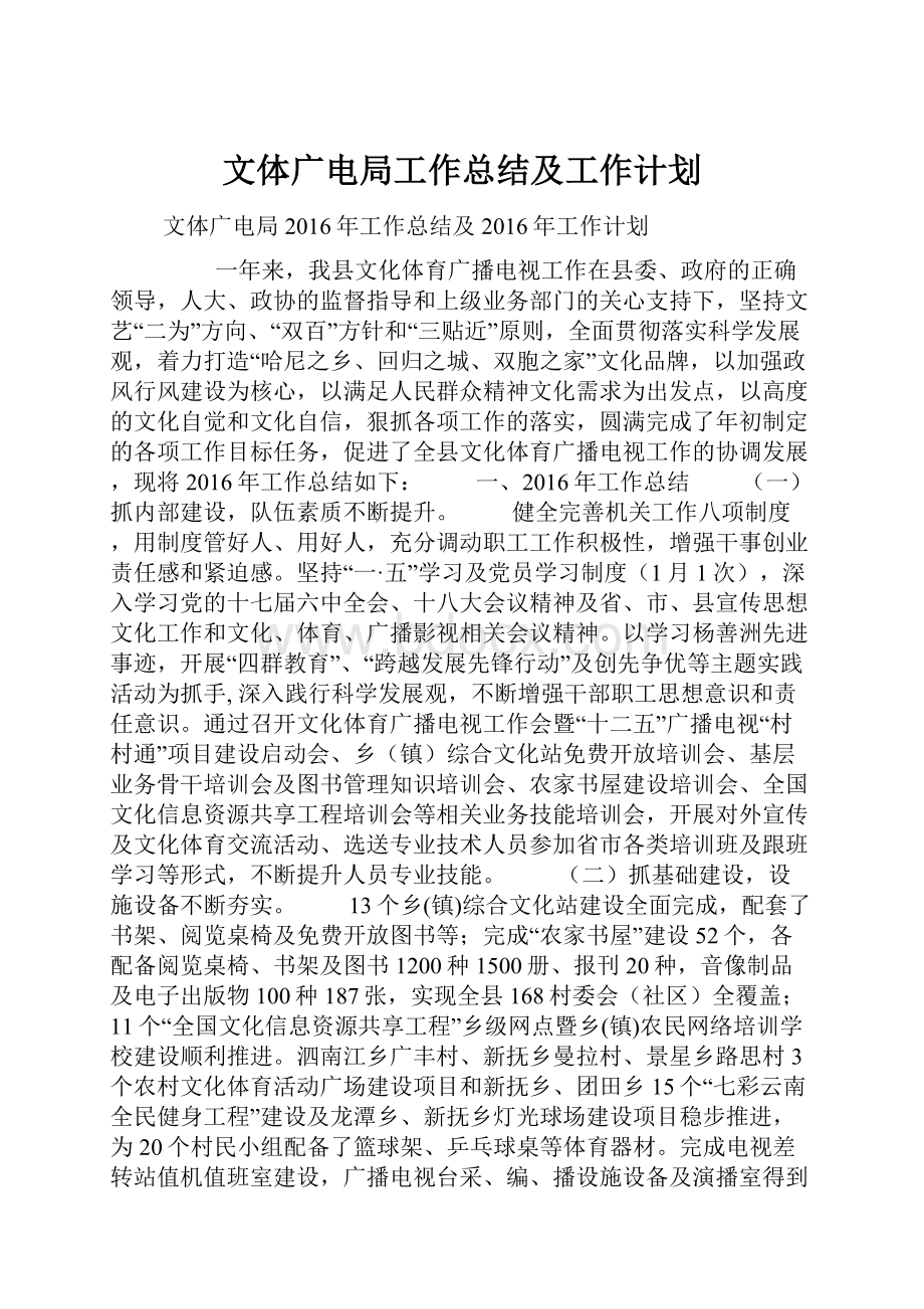 文体广电局工作总结及工作计划.docx