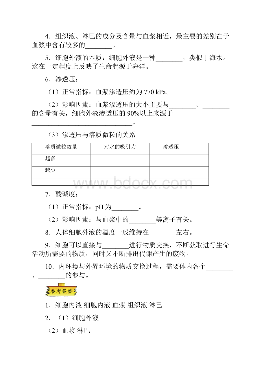 学年高中生物 专题11 细胞生活的环境试题 新人教版必修3.docx_第2页