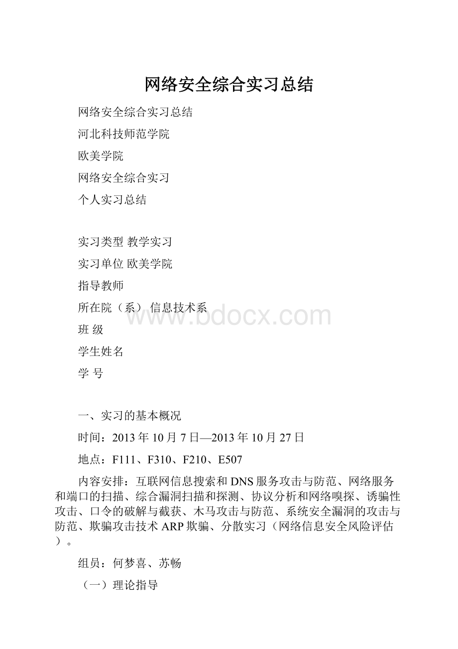 网络安全综合实习总结.docx_第1页