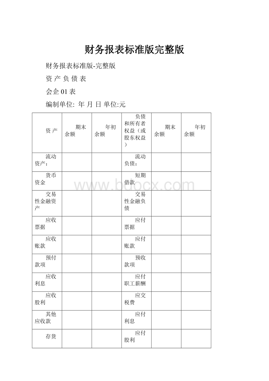 财务报表标准版完整版.docx