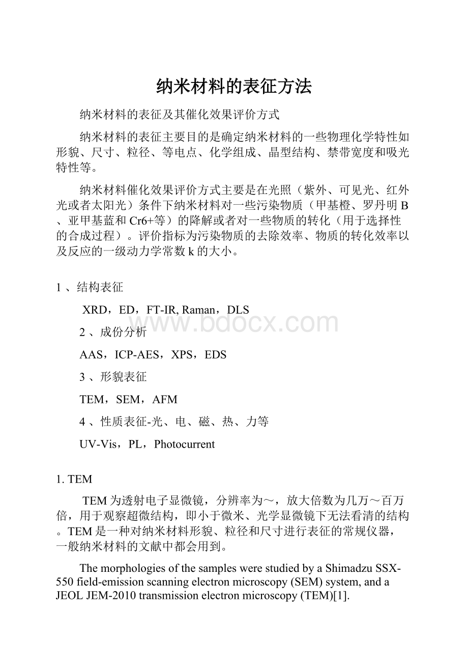 纳米材料的表征方法.docx