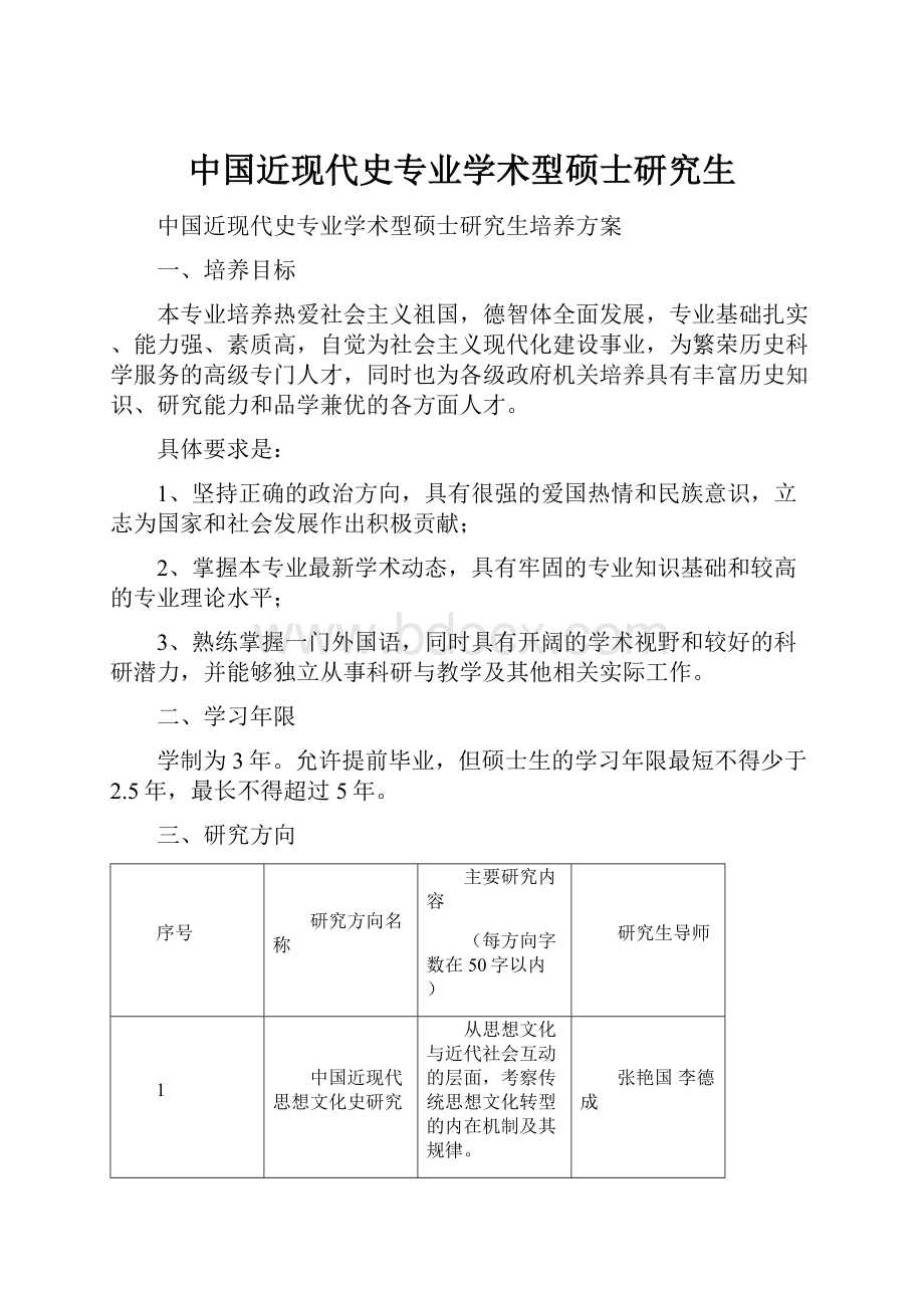 中国近现代史专业学术型硕士研究生.docx