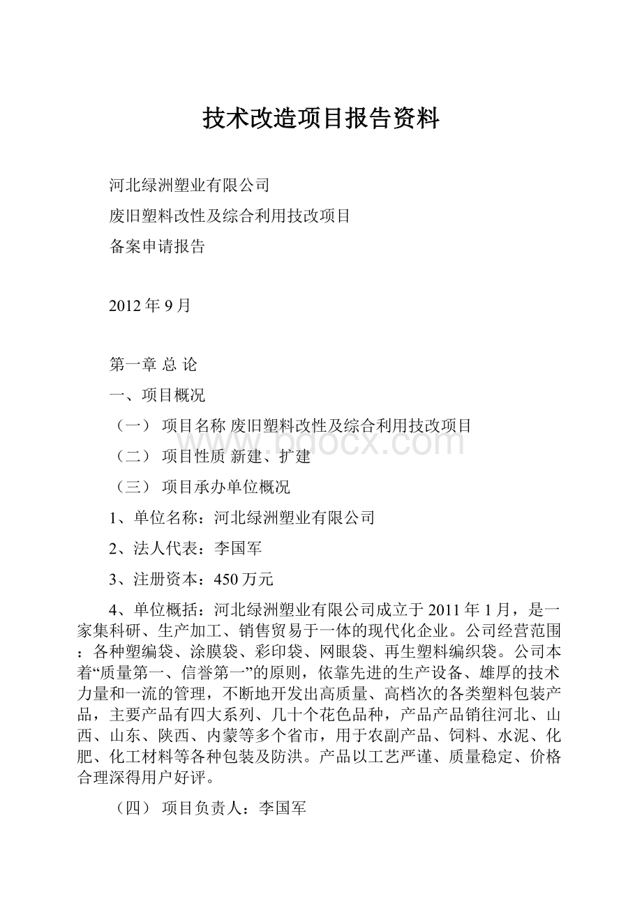 技术改造项目报告资料.docx_第1页