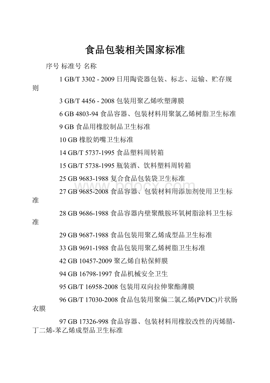 食品包装相关国家标准.docx_第1页