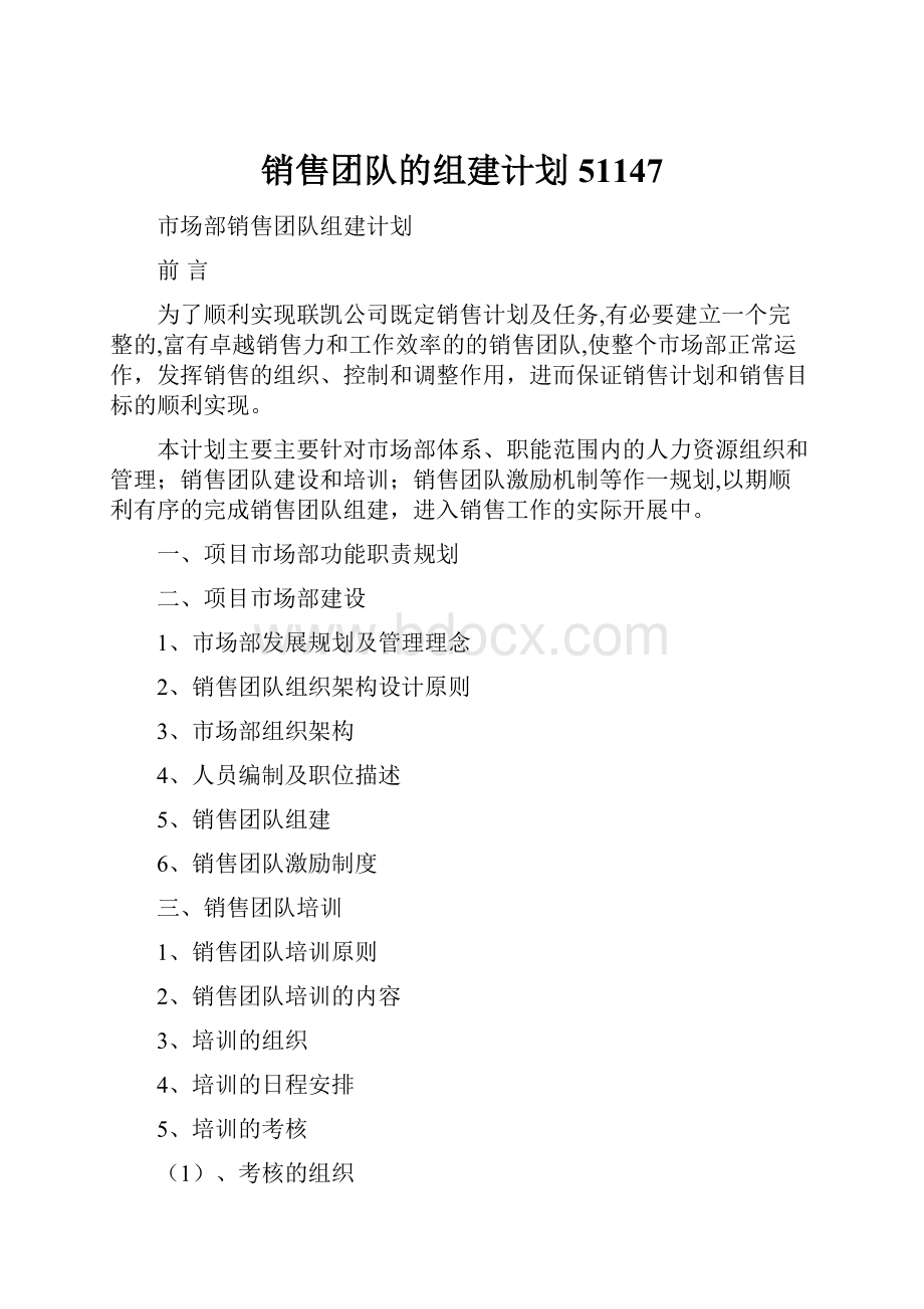 销售团队的组建计划51147.docx