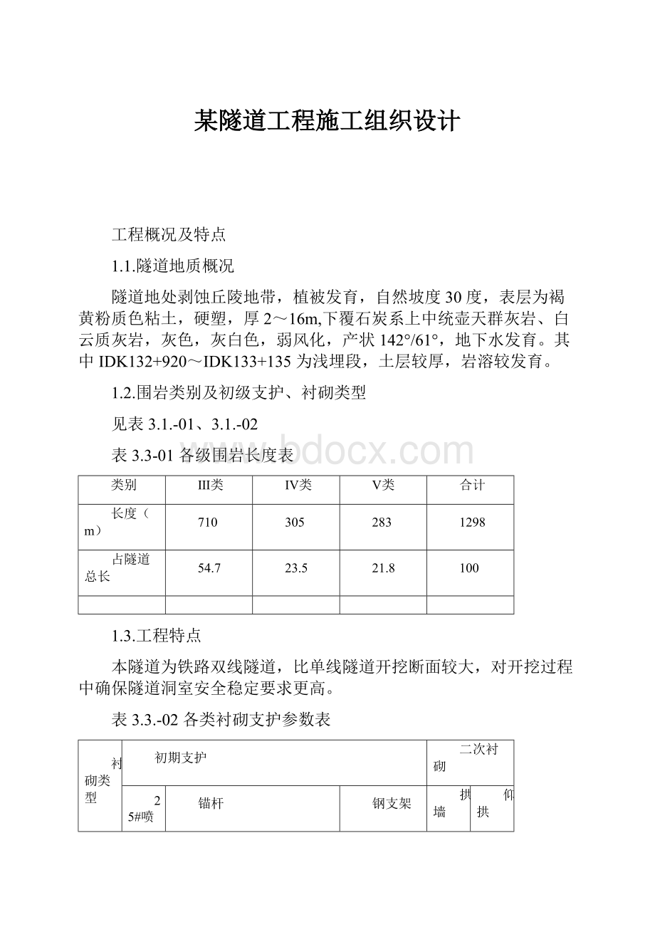 某隧道工程施工组织设计.docx_第1页