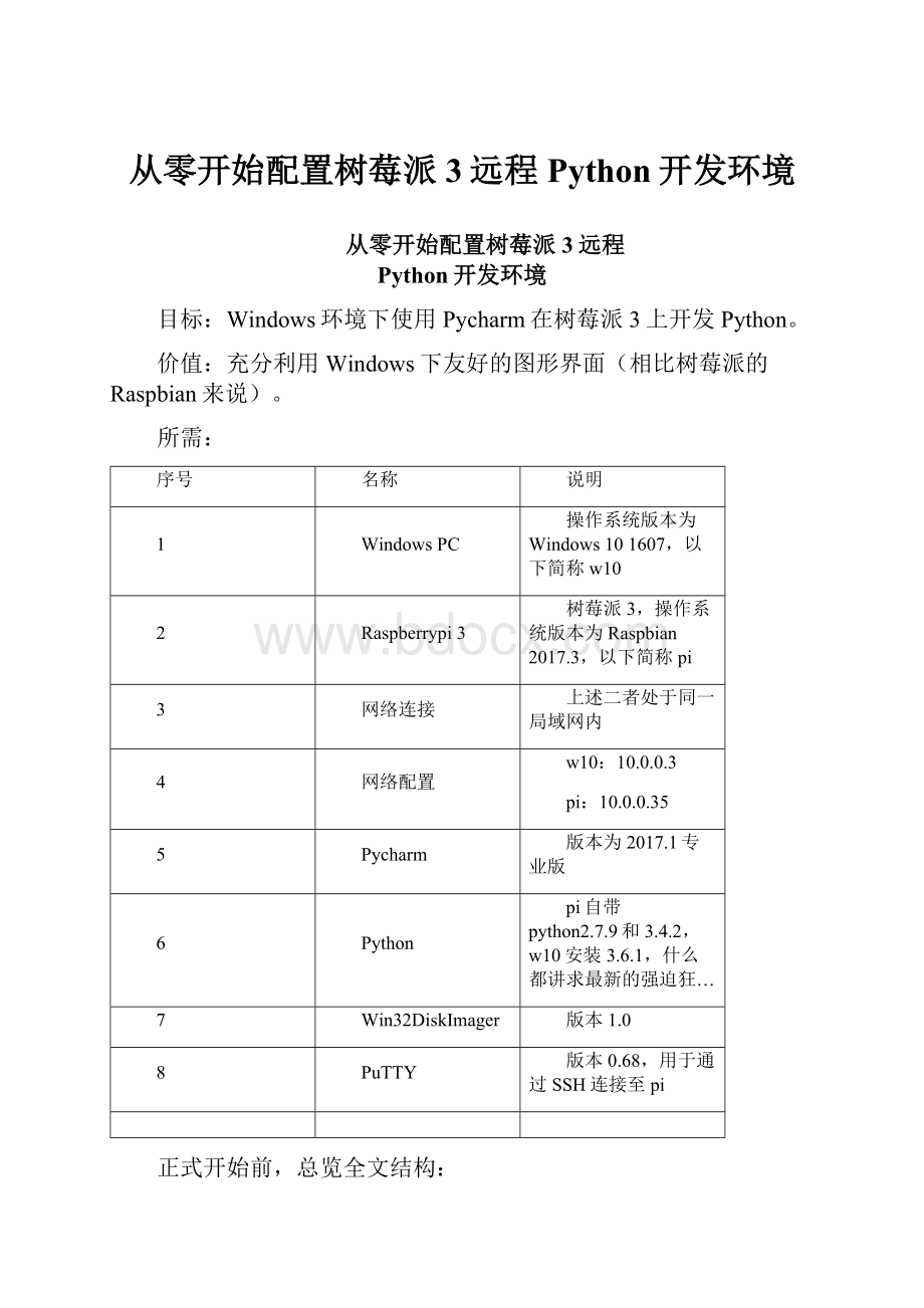 从零开始配置树莓派3远程Python开发环境.docx_第1页