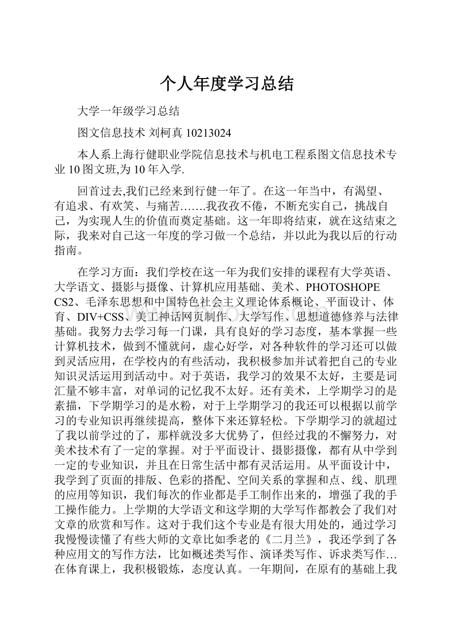 个人年度学习总结.docx