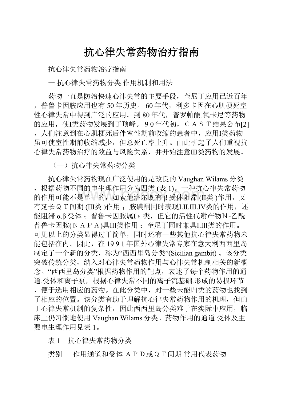 抗心律失常药物治疗指南.docx