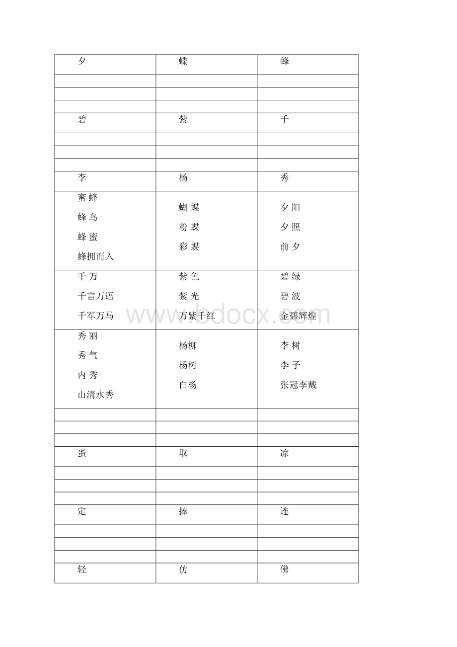 小学一年级上册3单元自制生字卡片8K纸打印.docx_第2页