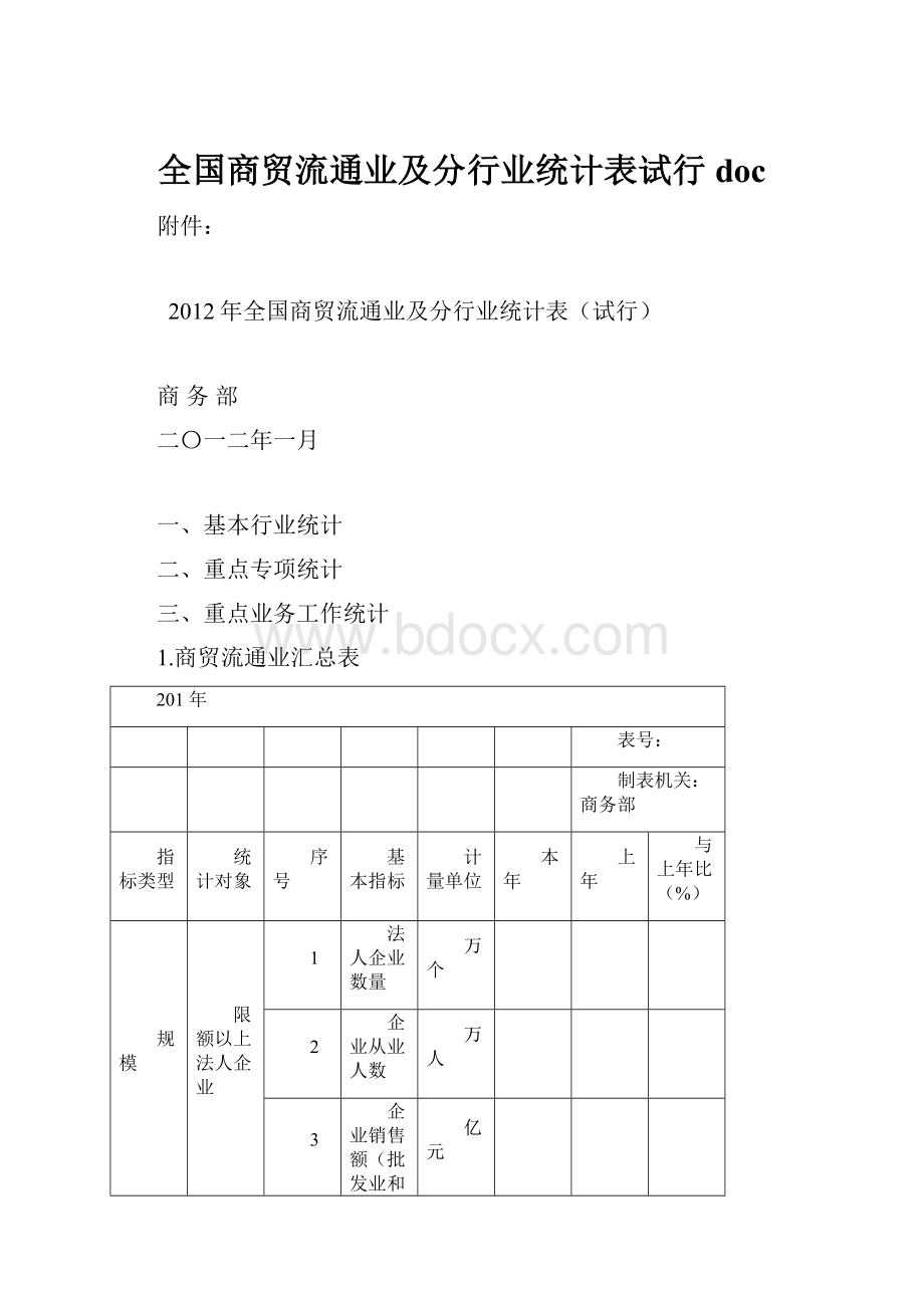 全国商贸流通业及分行业统计表试行doc.docx