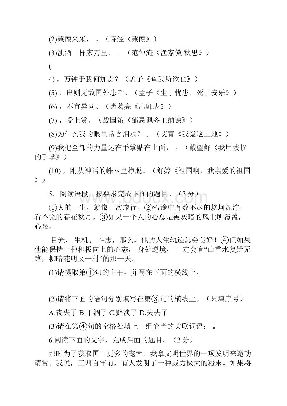 九年级第二次模拟考试试题语文II.docx_第2页