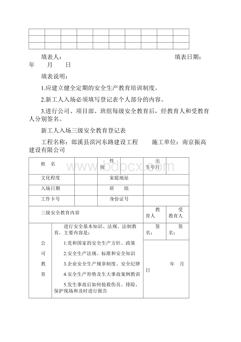 建筑企业三级安全教育记录及表格全.docx_第2页