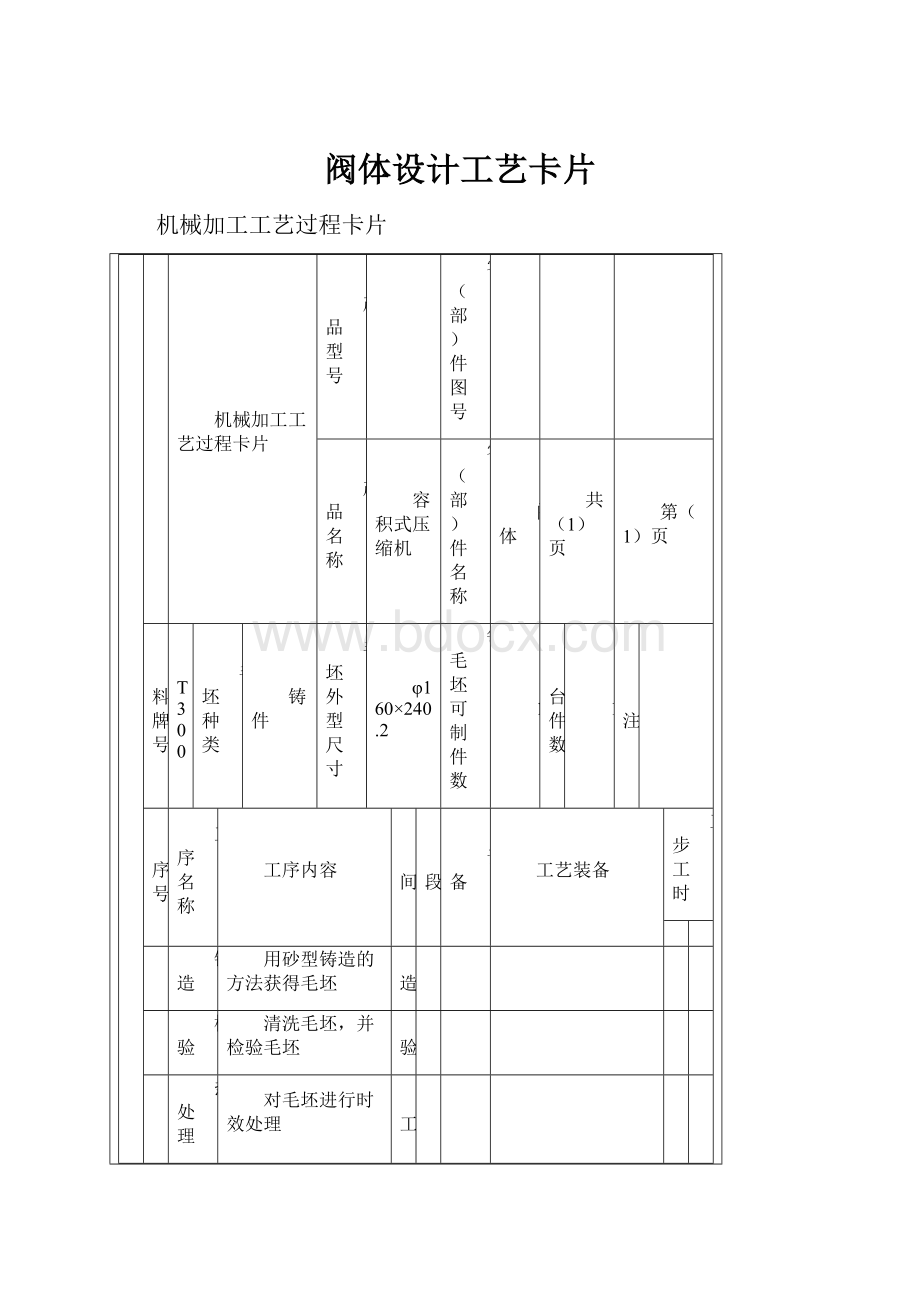 阀体设计工艺卡片.docx_第1页