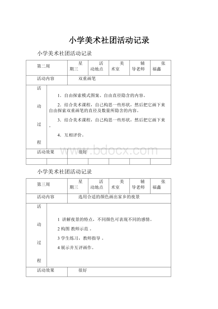 小学美术社团活动记录.docx