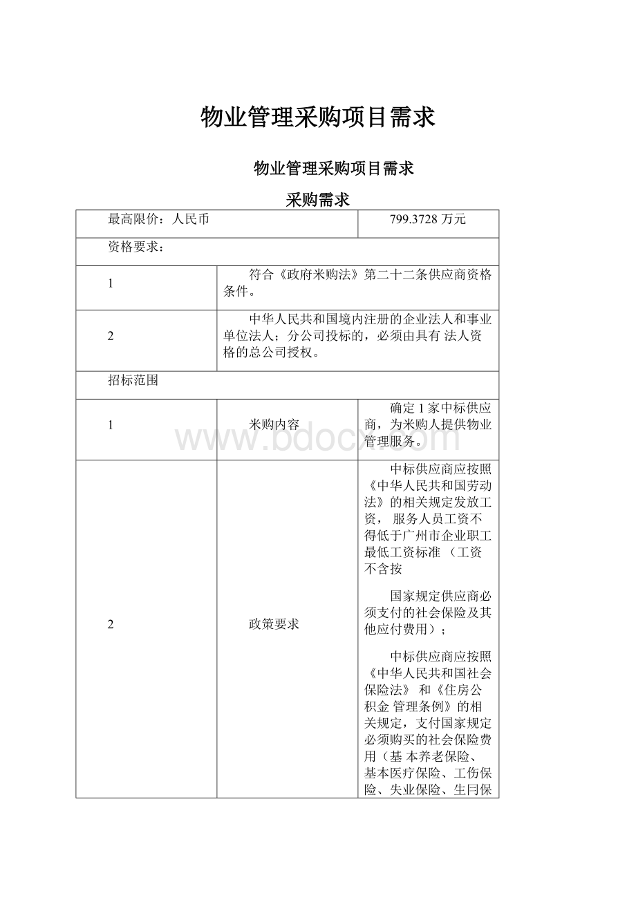 物业管理采购项目需求.docx_第1页