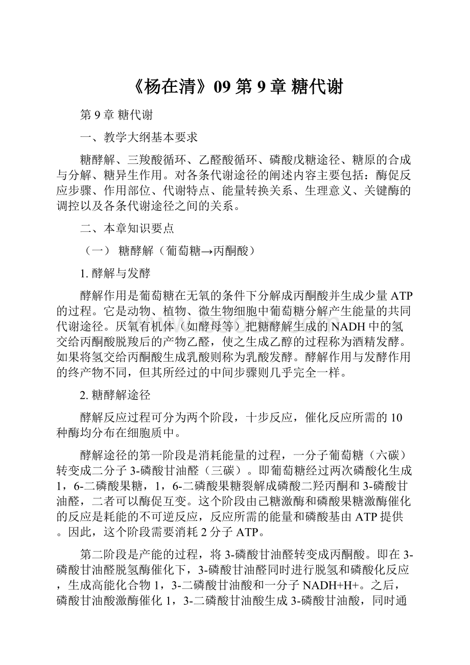 《杨在清》09 第9章 糖代谢.docx