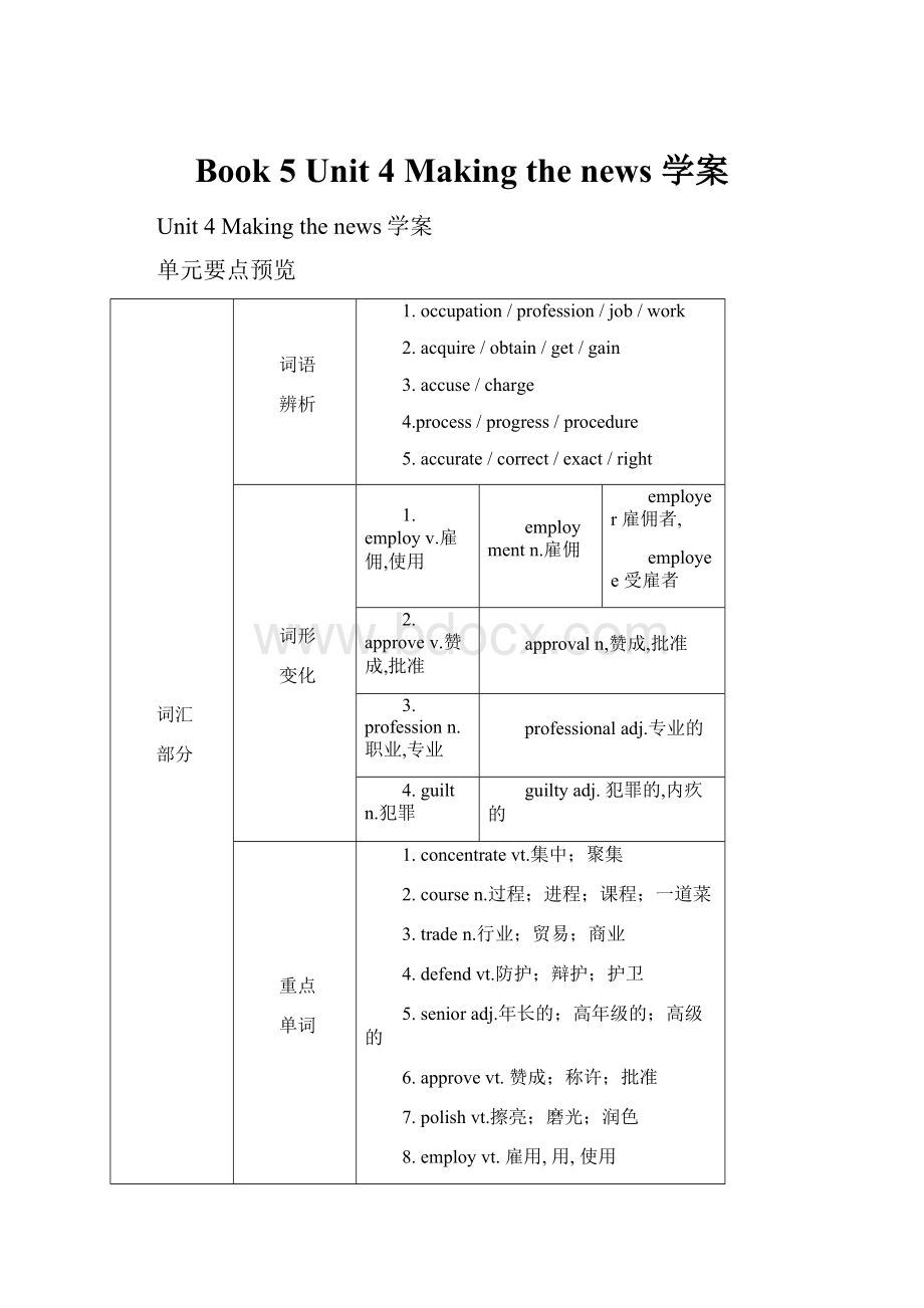 Book 5 Unit 4 Making the news 学案.docx