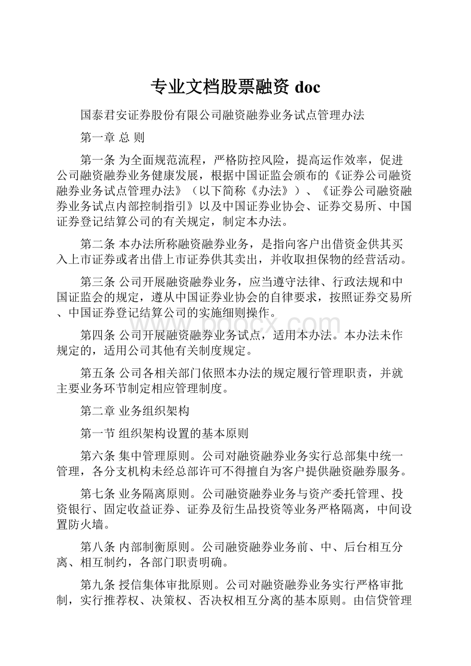 专业文档股票融资doc.docx