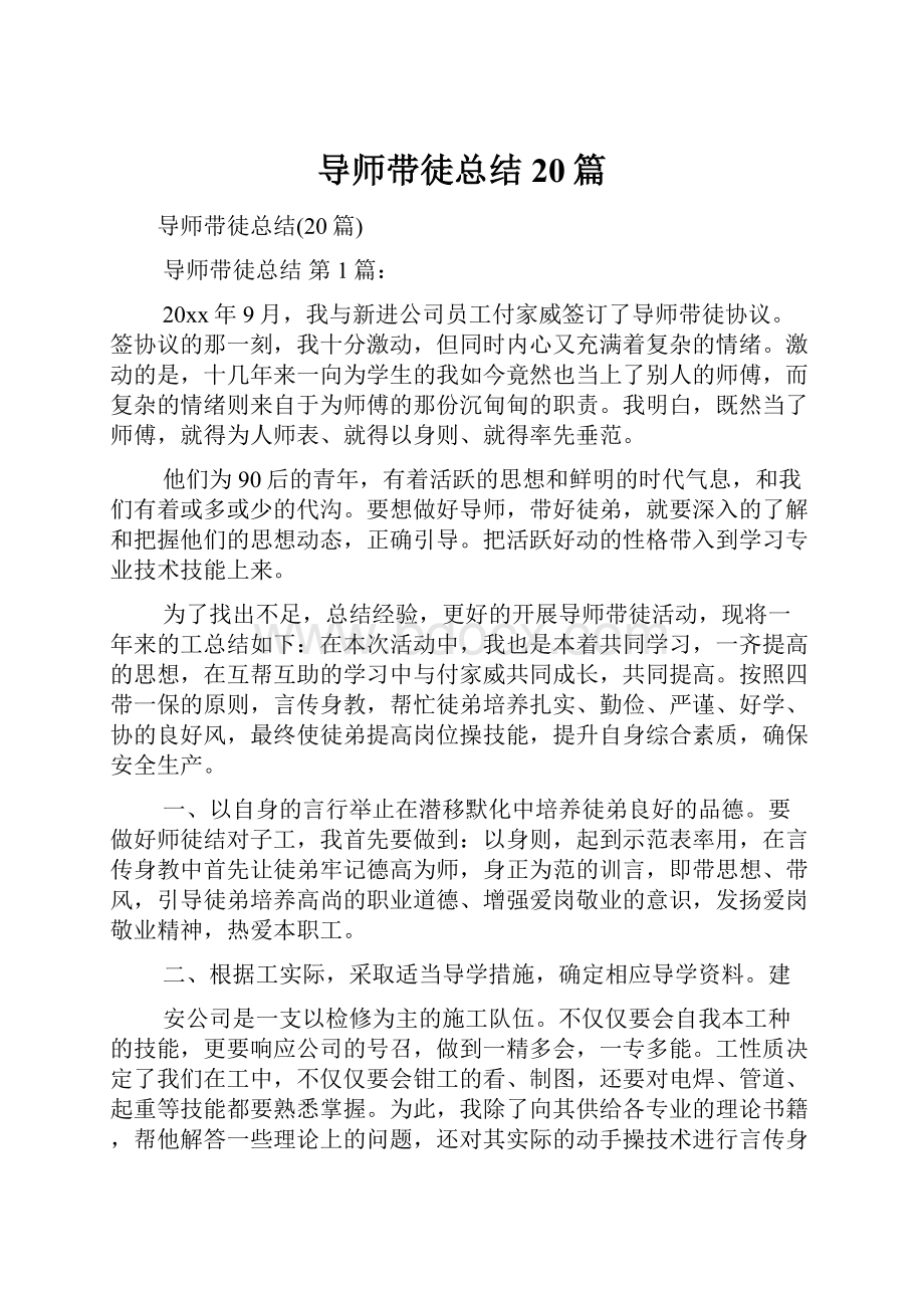 导师带徒总结20篇.docx_第1页