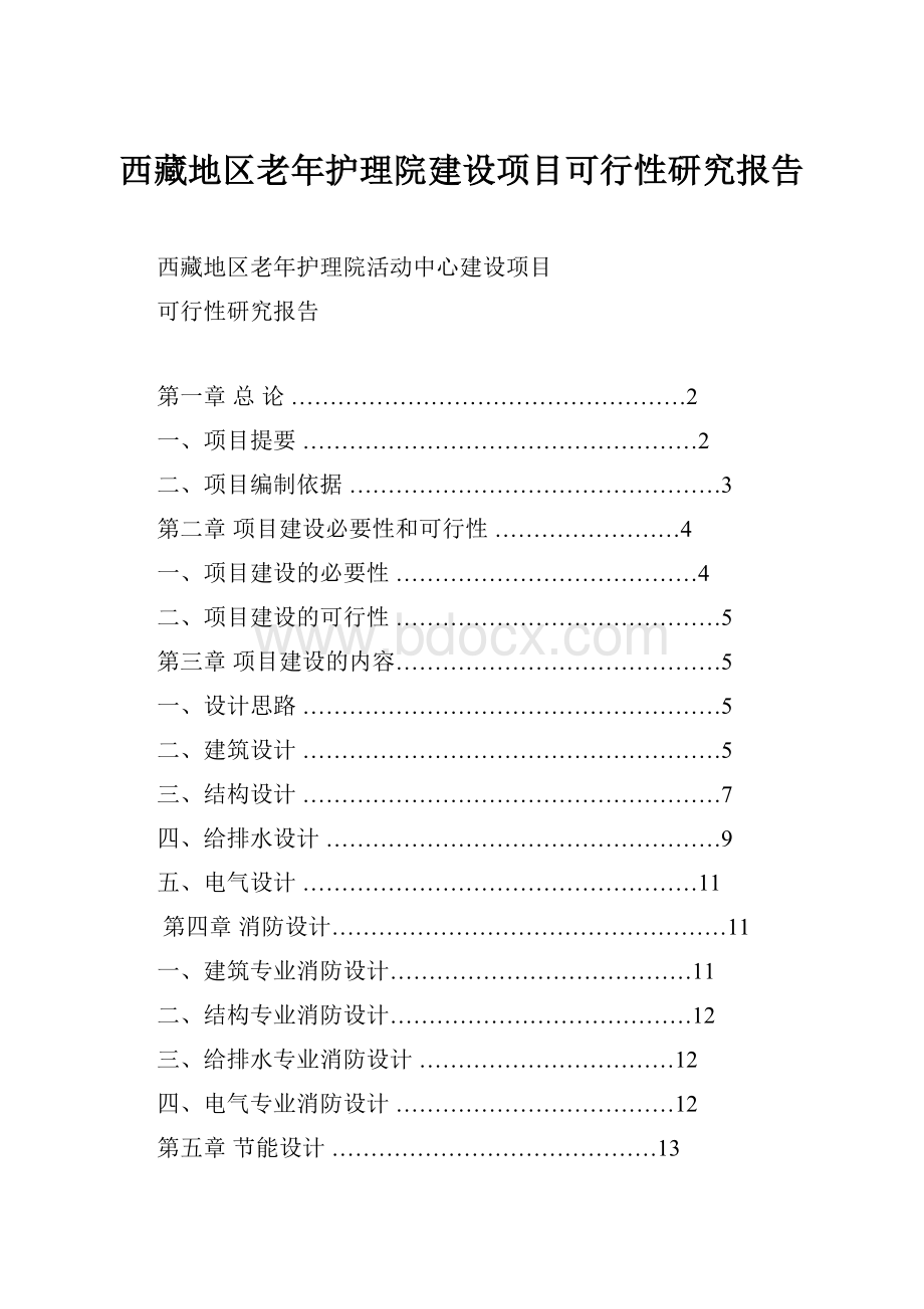 西藏地区老年护理院建设项目可行性研究报告.docx