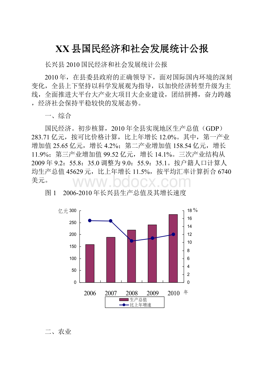 XX县国民经济和社会发展统计公报.docx_第1页