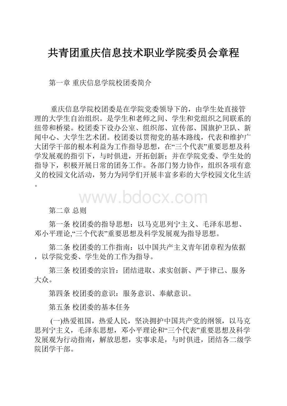 共青团重庆信息技术职业学院委员会章程.docx_第1页