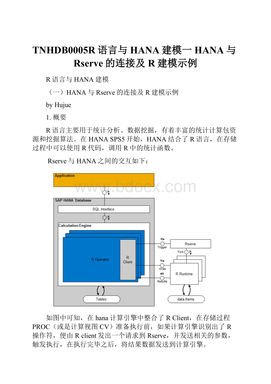 TNHDB0005R语言与HANA建模一HANA与Rserve的连接及R建模示例.docx