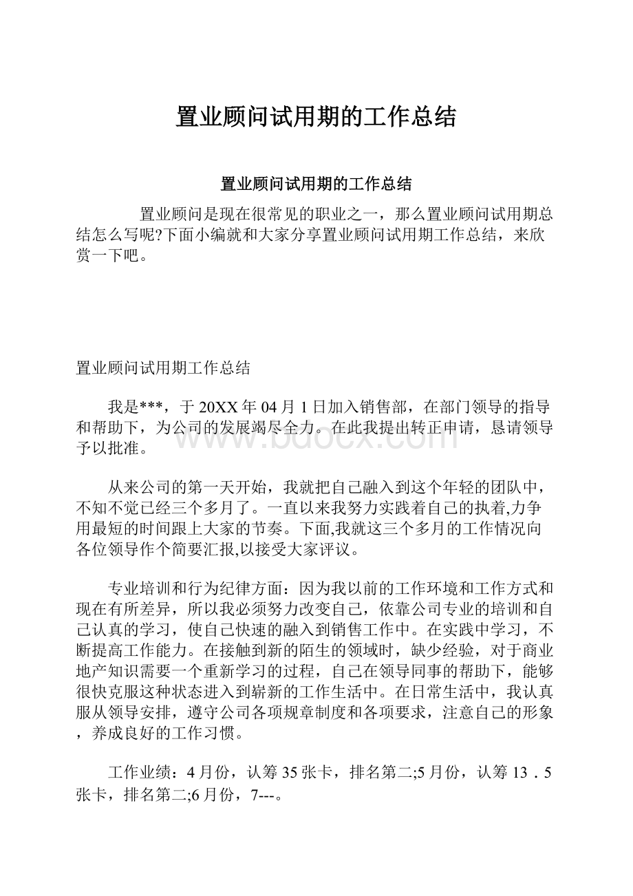 置业顾问试用期的工作总结.docx