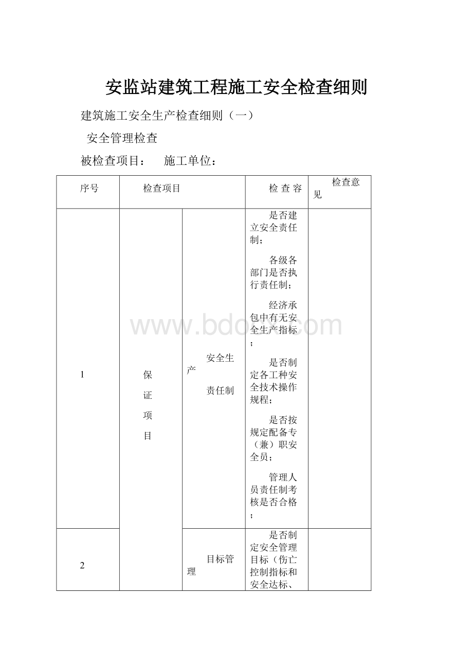 安监站建筑工程施工安全检查细则.docx