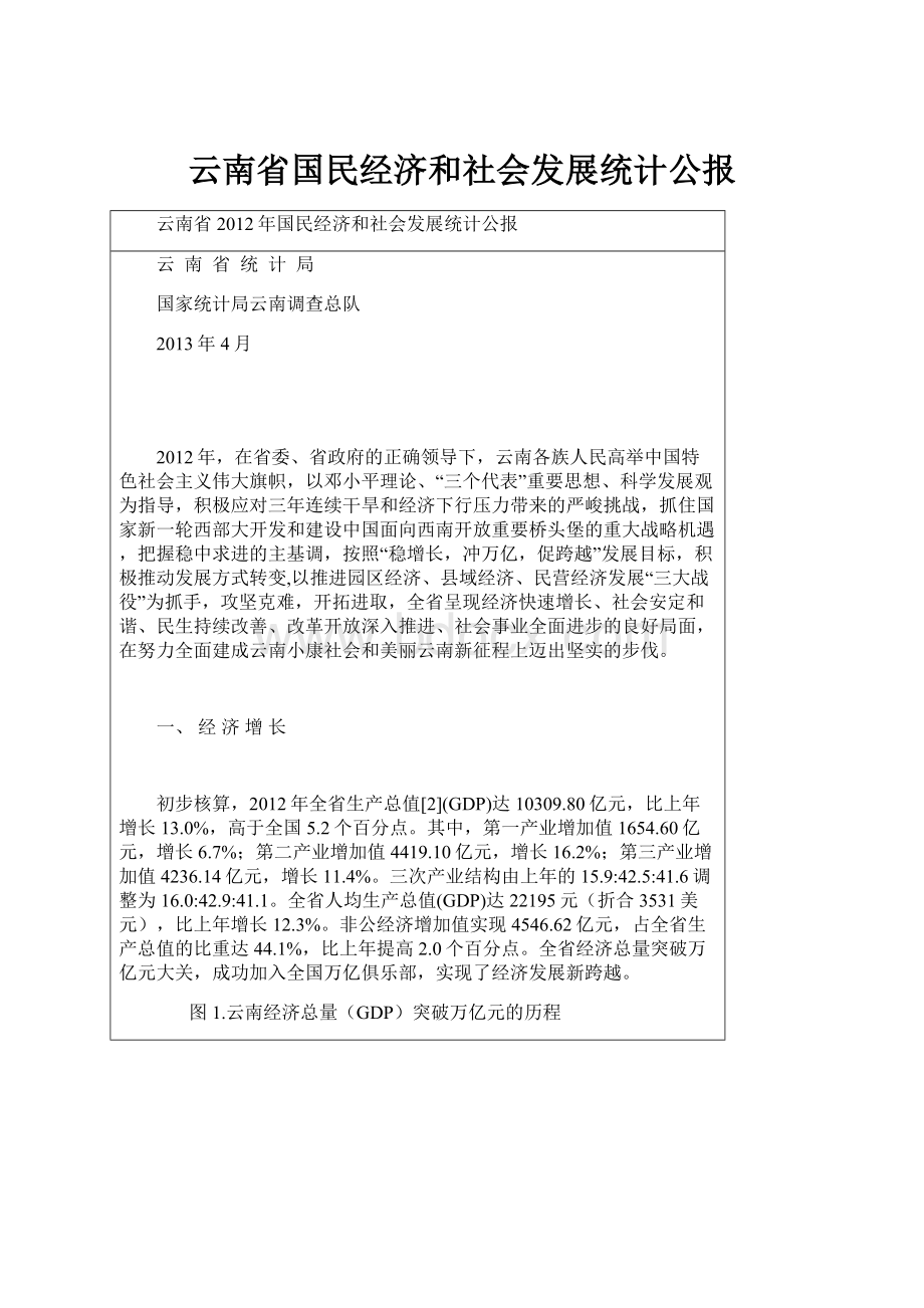 云南省国民经济和社会发展统计公报.docx