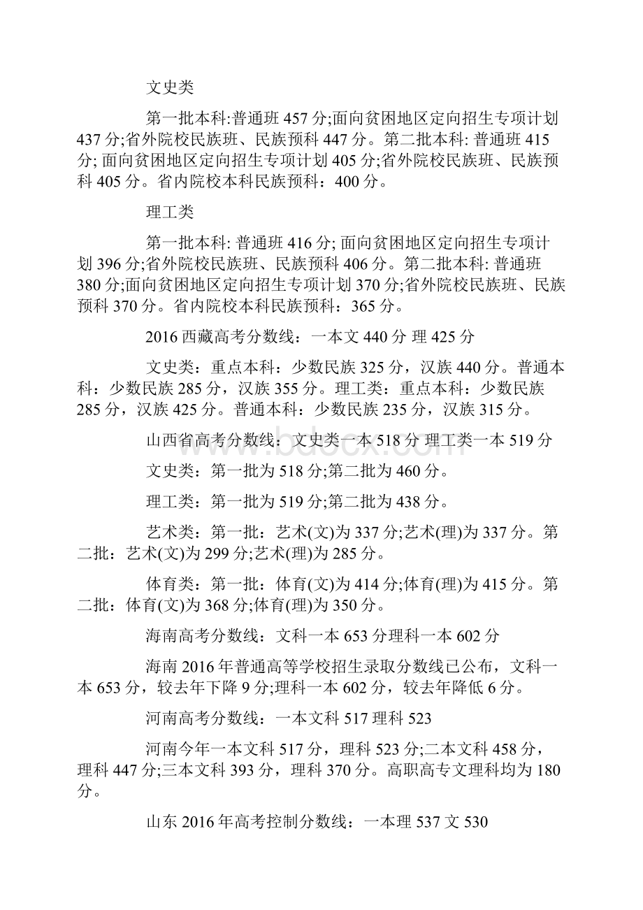 关于全国31地高考各批次分数线汇总.docx_第2页