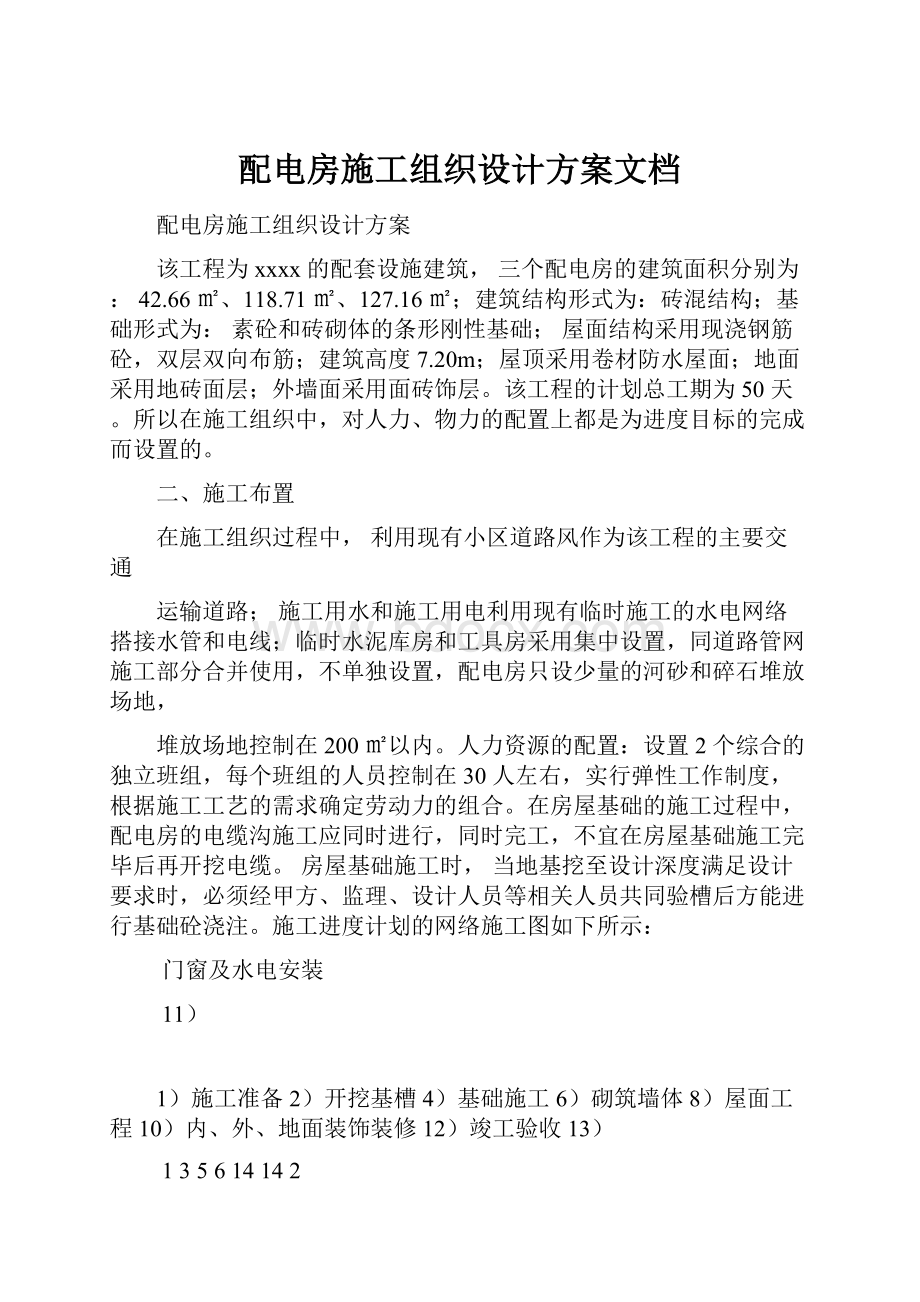 配电房施工组织设计方案文档.docx_第1页