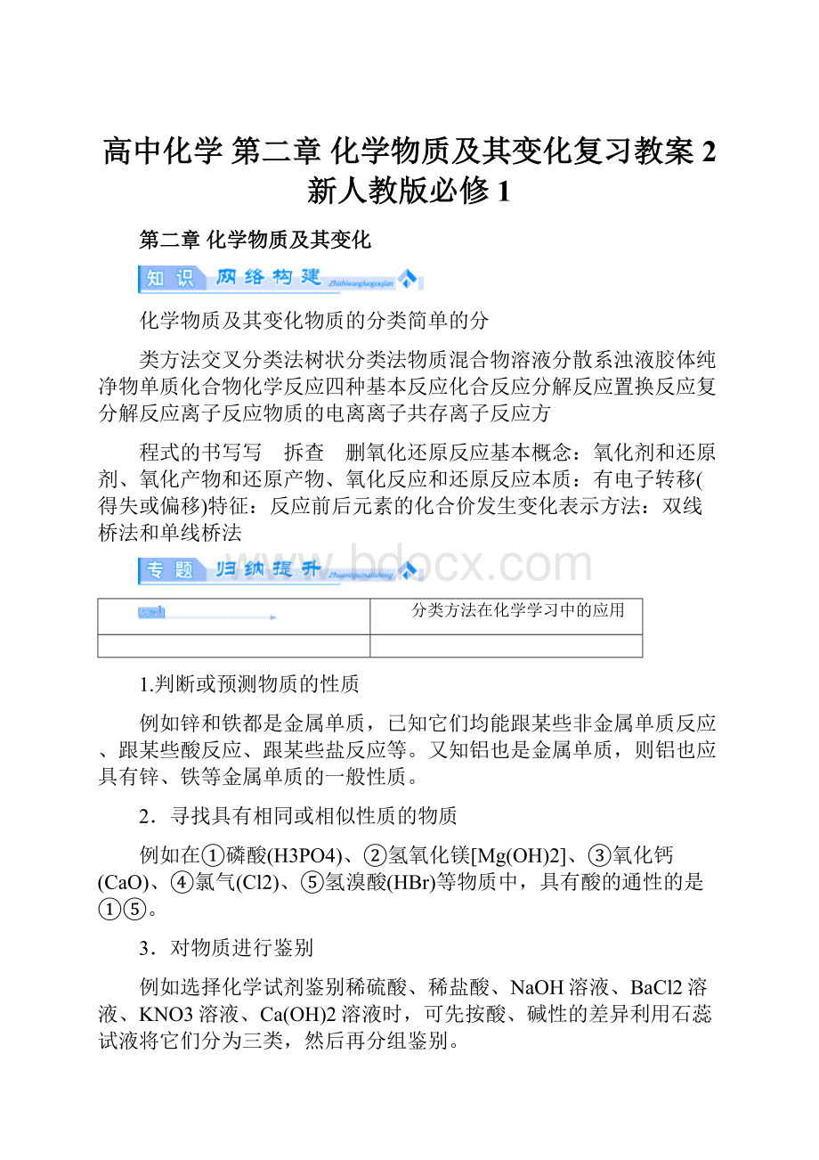 高中化学 第二章 化学物质及其变化复习教案2 新人教版必修1.docx_第1页