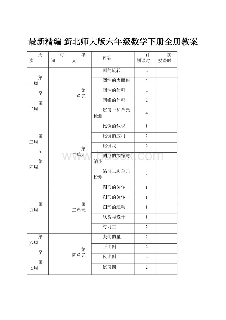 最新精编 新北师大版六年级数学下册全册教案.docx_第1页