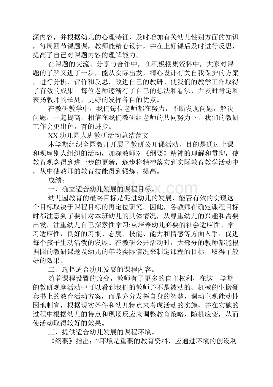 XX幼儿园大班教研活动总结.docx_第2页