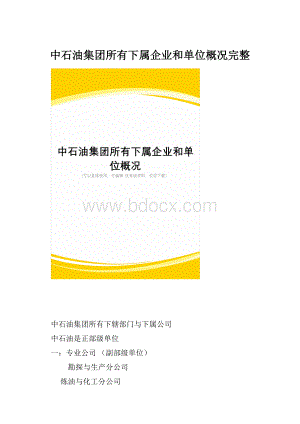 中石油集团所有下属企业和单位概况完整.docx