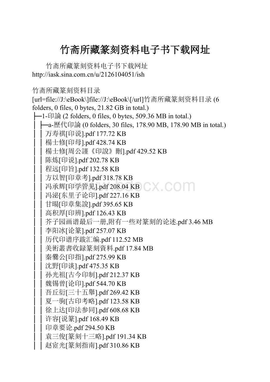 竹斋所藏篆刻资料电子书下载网址.docx_第1页