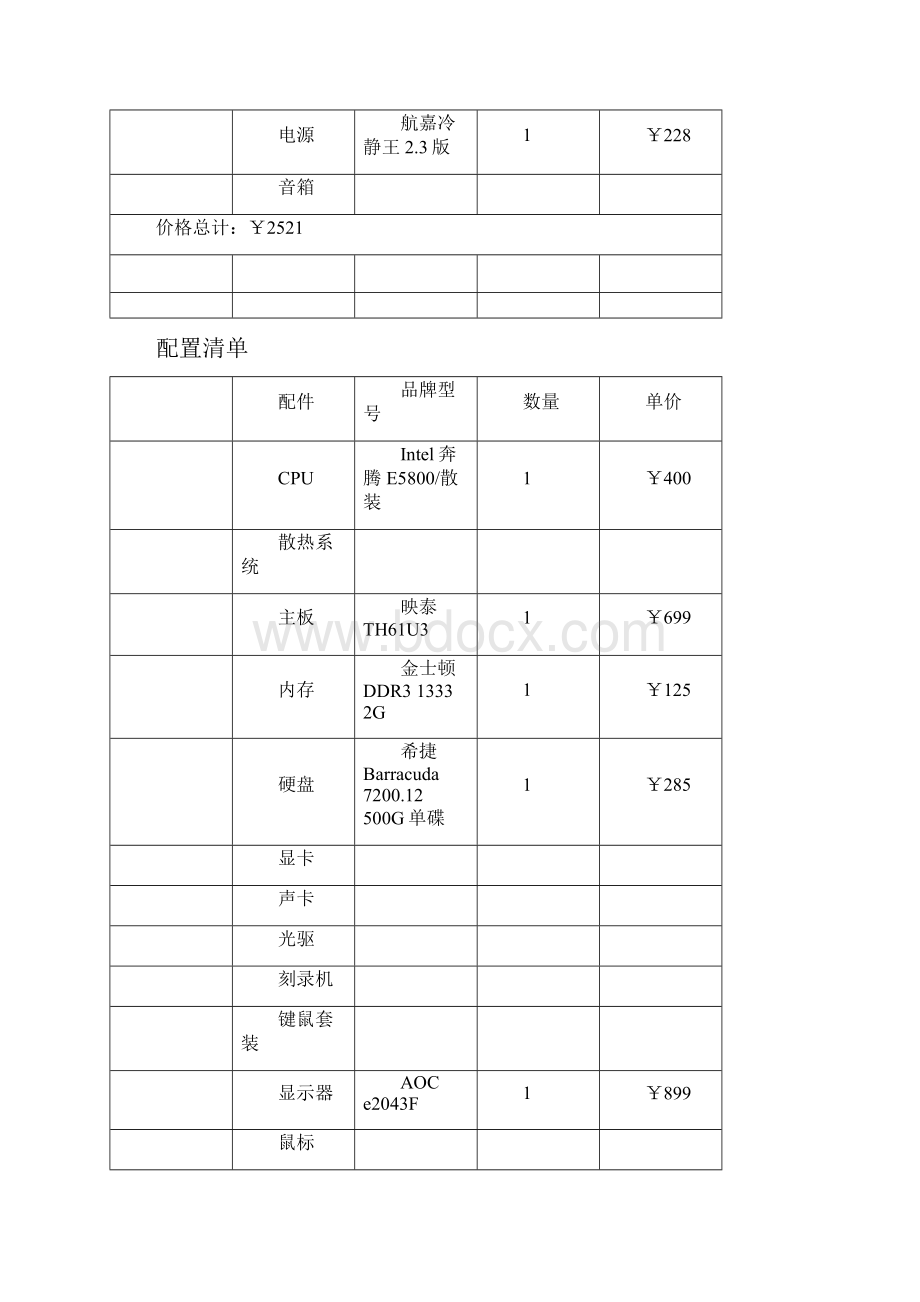 电脑组装配置单.docx_第2页