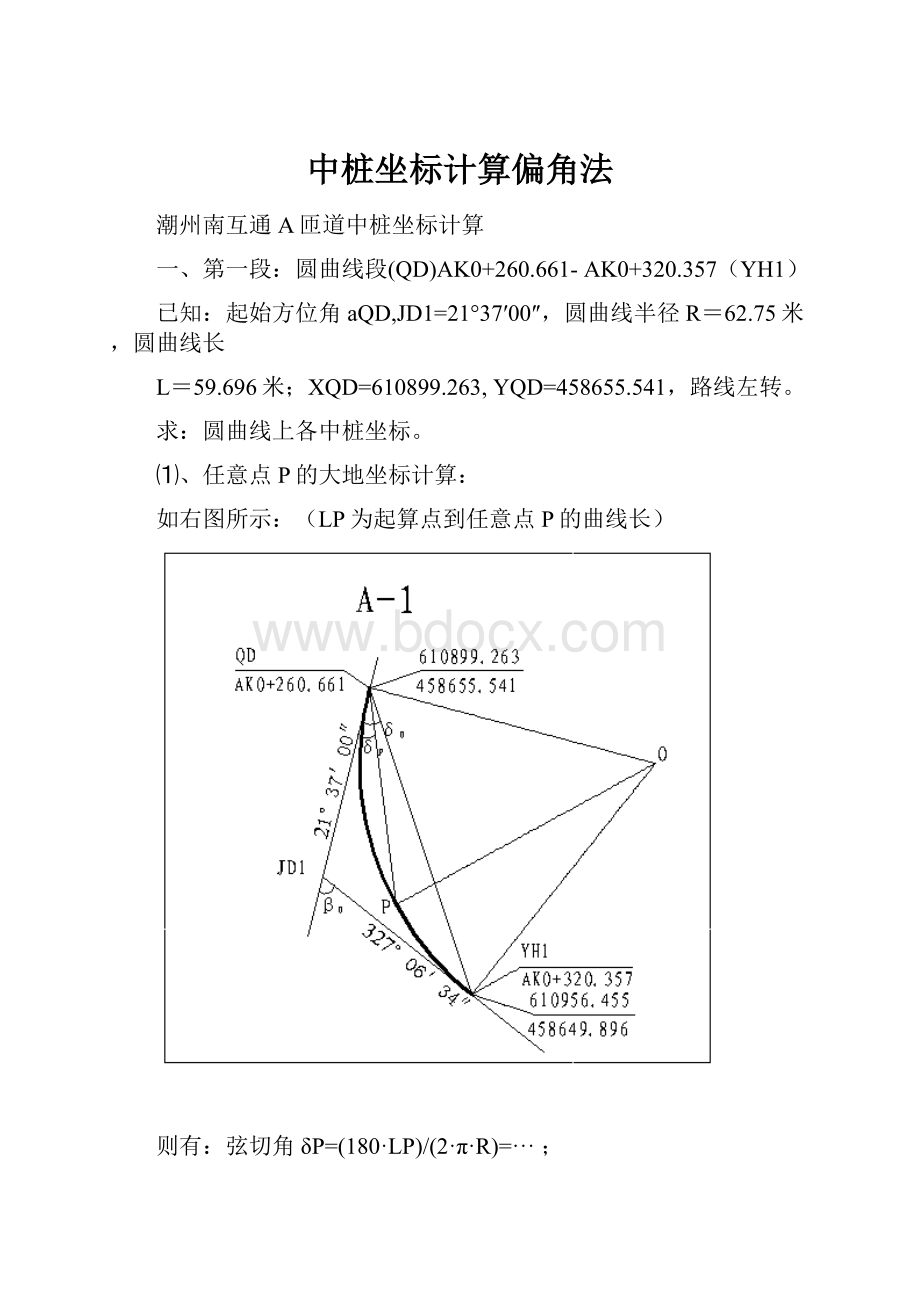 中桩坐标计算偏角法.docx_第1页