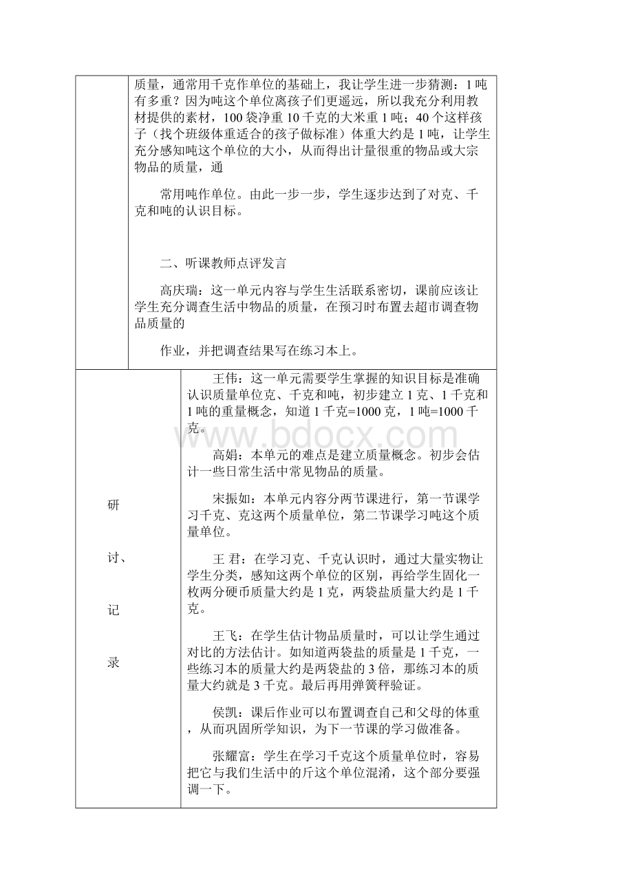 二年级下册第六单元吨千克克的认识集体备课记录.docx_第3页