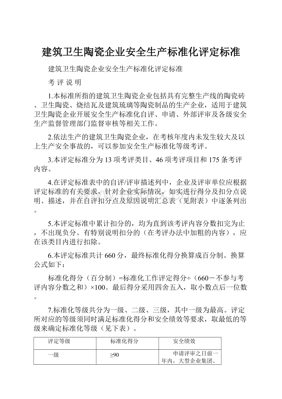 建筑卫生陶瓷企业安全生产标准化评定标准.docx